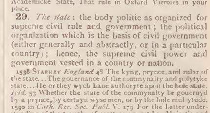 Oxford English Dictionary 1933 volume 10 excerpt for state, noun, sense 29